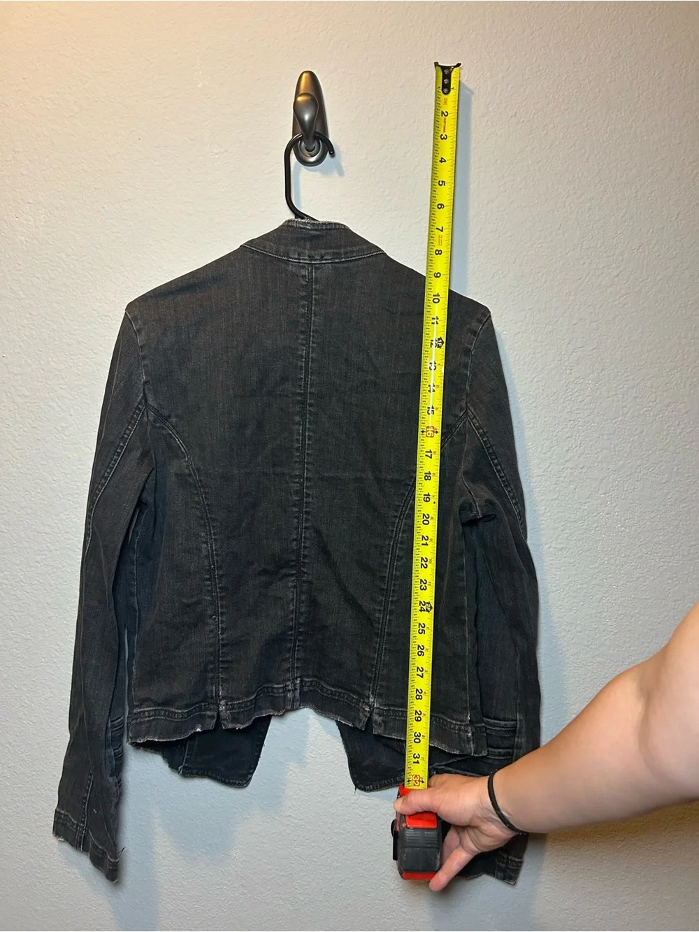 Free People Black Military-Style Buttoned Denim Jacket - Picture 5 of 6